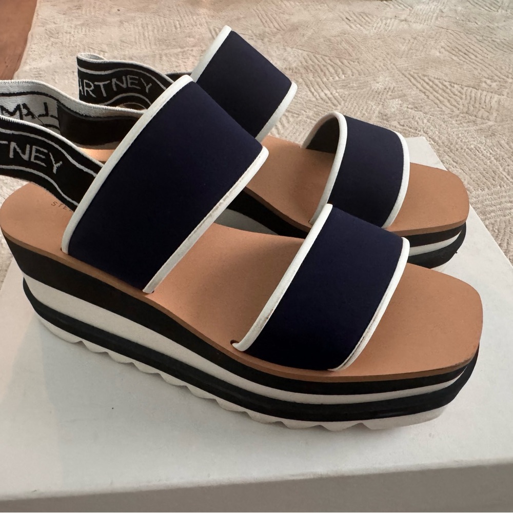 Stella McCartney Leather Trim Slingback Sandals